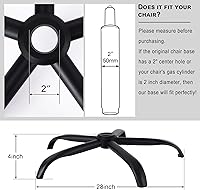 Vista 3 de Frassie Base de repuesto para silla de oficina con ruedas, base de metal resistente para silla de taburete de 2500 libras, pieza de repuesto Negro