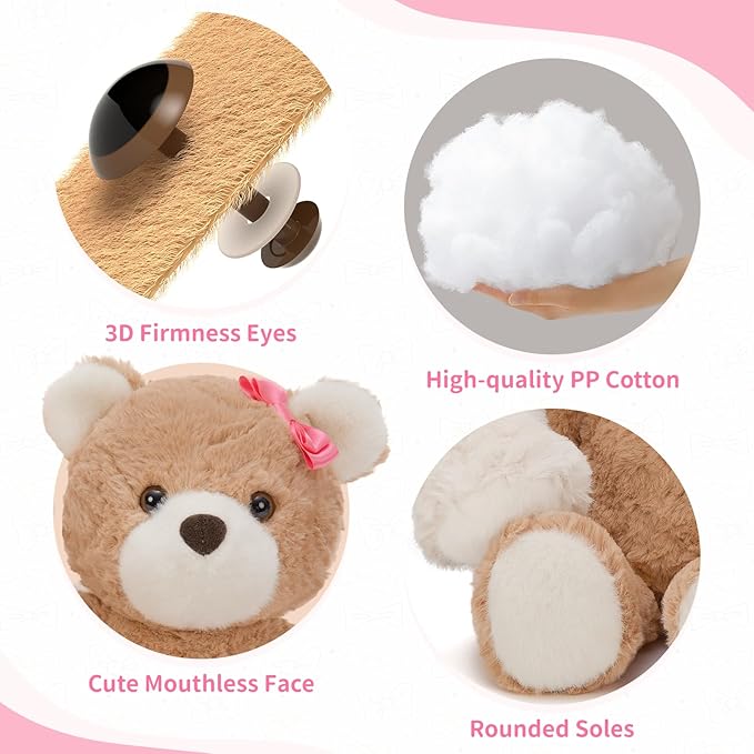 Muiteiur 2 Ositos de Peluche con Rosa y Lazo 13.8 Pulgadas miniatura 8