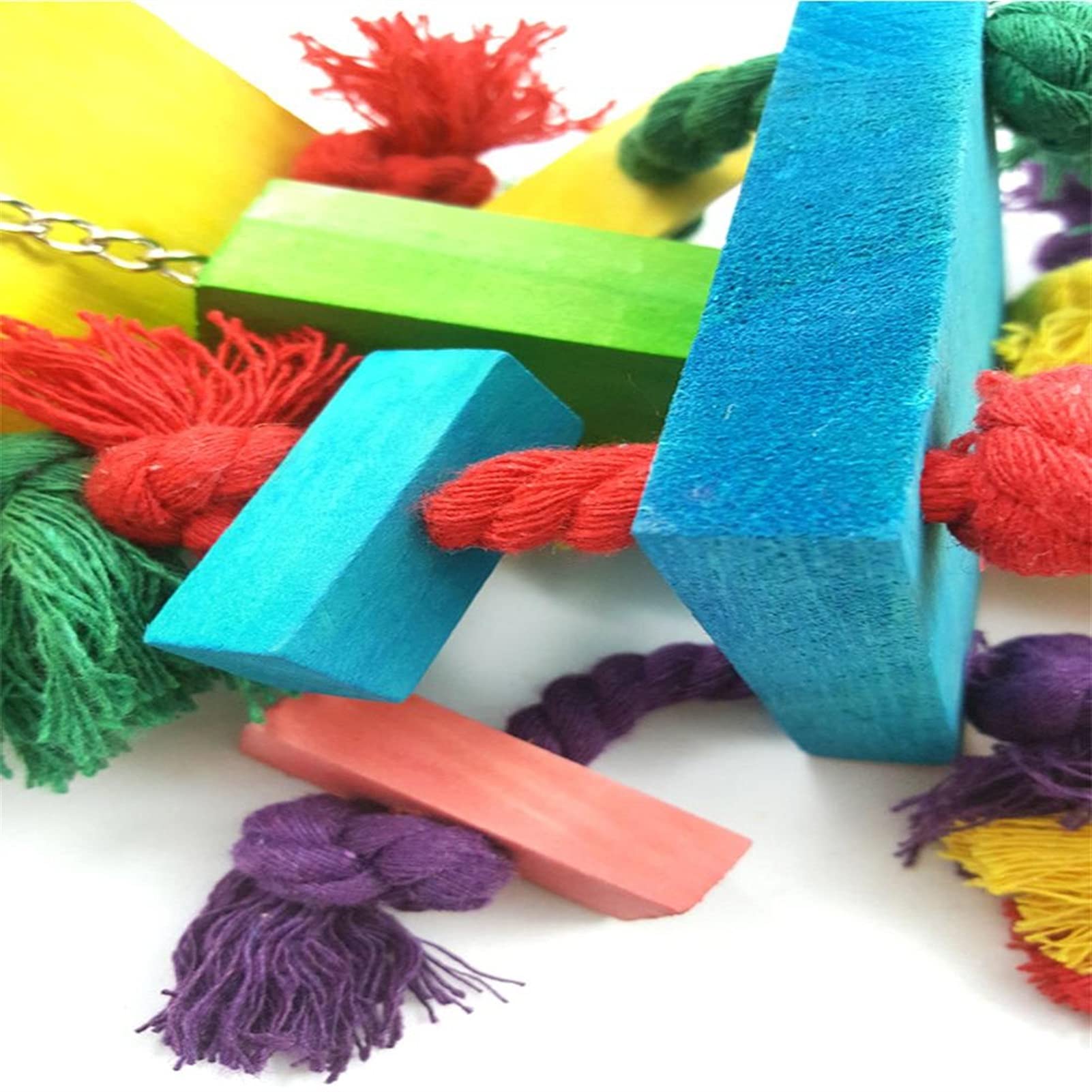 Giocattoli per Uccelli Bird Toys Pappagallo Giocattolo Pet Bird Masticare Giocattolo Parrot Cage Knots Blocco in Legno Naturale Parakeet Swing Bird Parrot Toy