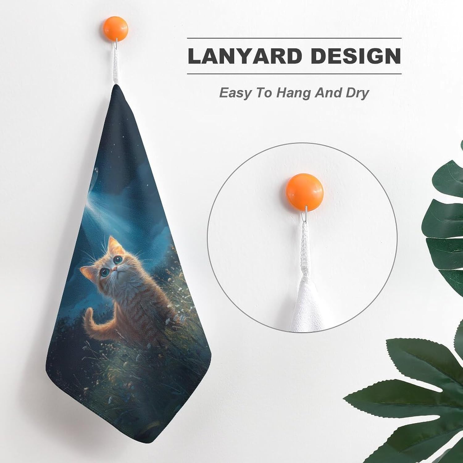 Funny Cat Towel Hand Towels Decorative Towel for Bathroom Kitchen Shower Gym 4PCS