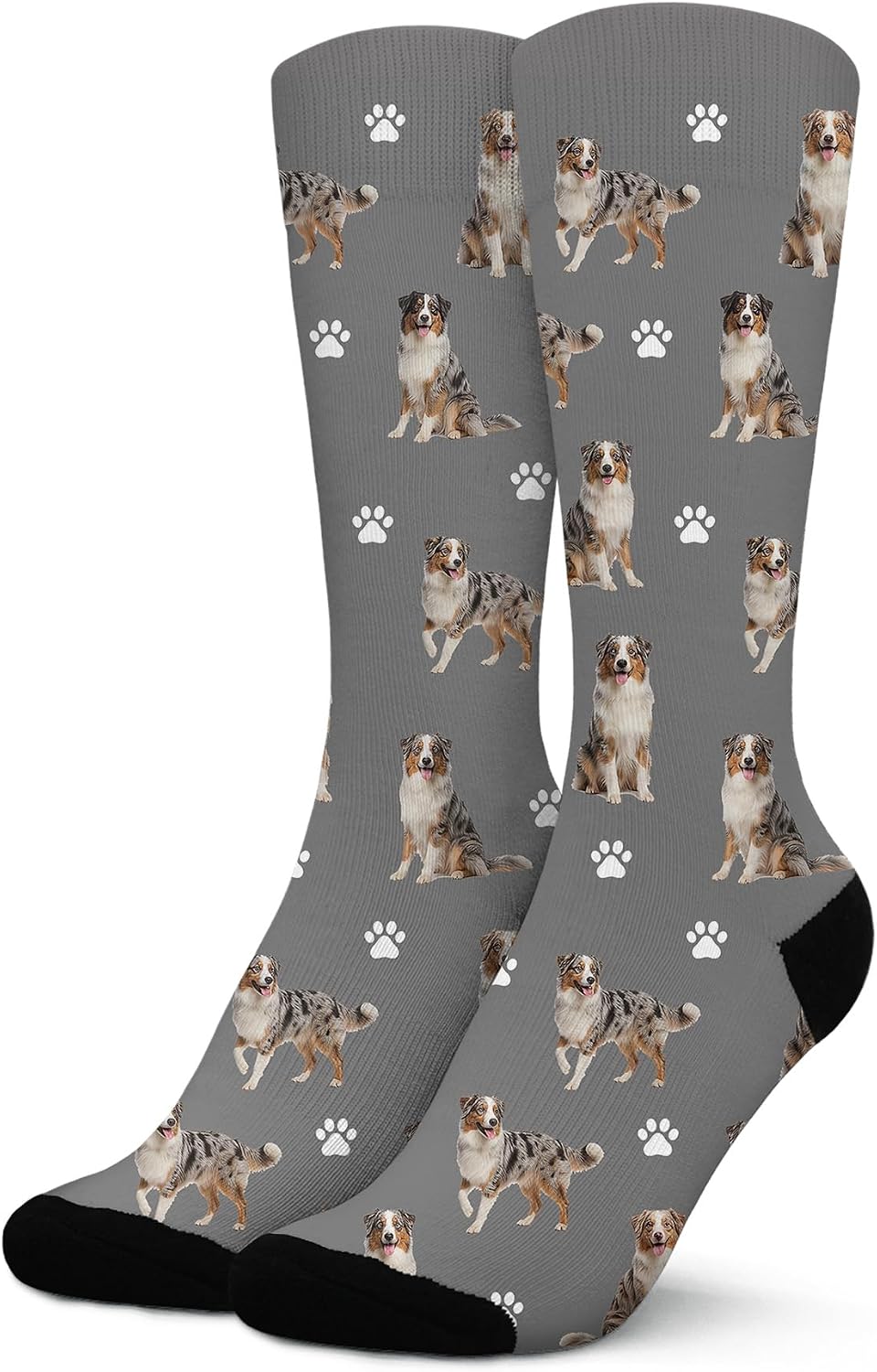 Funny Australian Shepherd Crew Socks,Cute Dog Athletic Running Socks