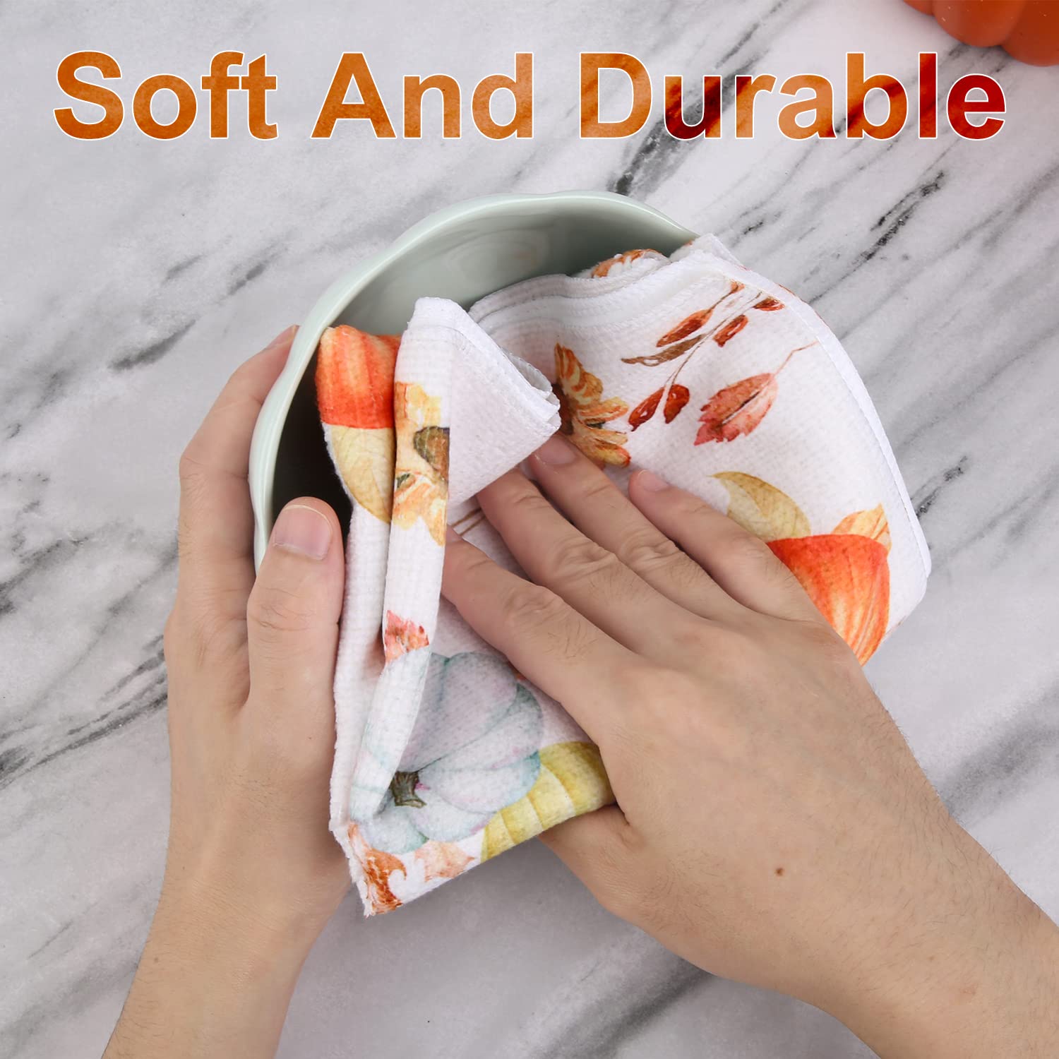 Asciugamani Cucina Autunnali ARKENY - Set 2 Pezzi Zucche E Quadri 45x66cm