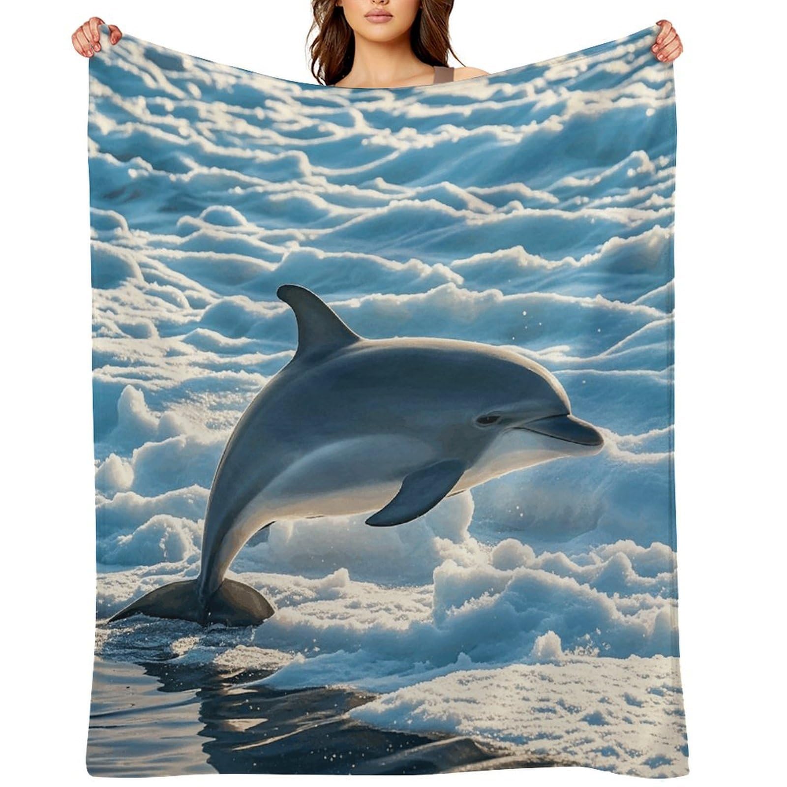 Winter The Dolphin Throw Blanket for Couch and Bed Super Soft Warm Lightweight Throw Blankets Cozy Fuzzy Flannel Blanket Personalized Decorative Blankets for Sofa Decor 40"x50"