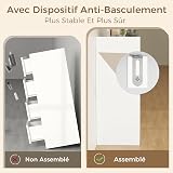 YUNSCEND Mobile da Bagno Bianco con 2 Ante e 4 Cassetti Ripiani Regolabili - 8