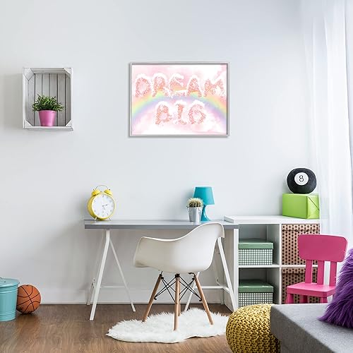 Miniatura 2 de Stupell Industries Dream Big Sparkle Cloud Typography Pink Sky Rainbow, diseñado por Ziwei Li, arte de pared enmarcado gris, 30 x 24 pulgadas,