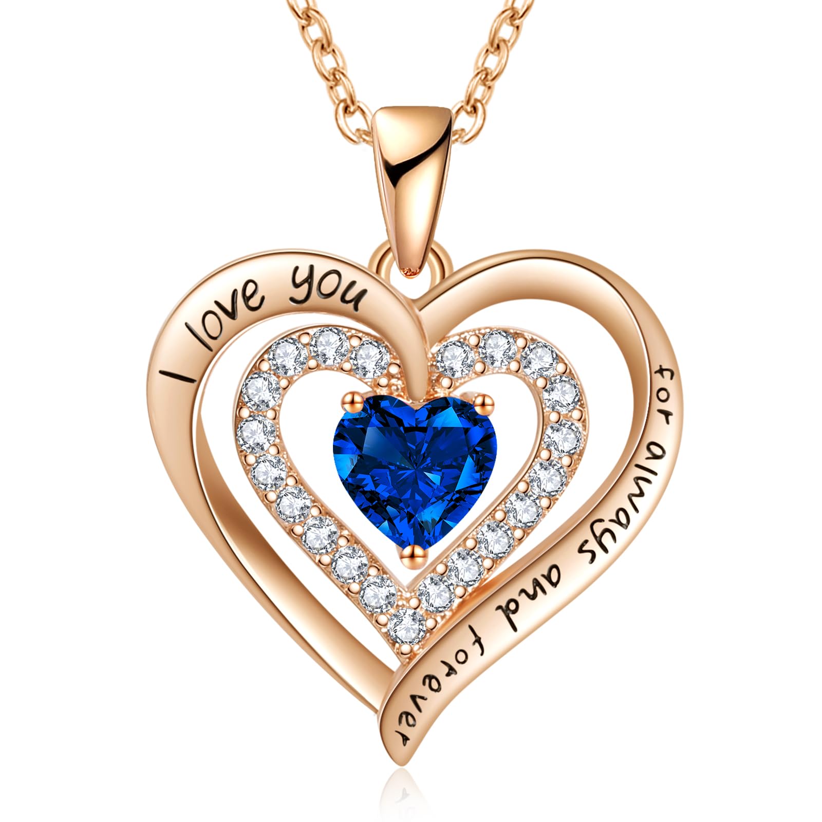 REDBEE Necklaces for Women Birthstone Heart Necklace Jewelry for Wife Girlfriend Woman Necklace RG-09-Sept
