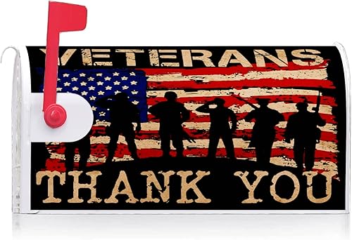 Miniatura 2 de Texupday Cubierta patriótica para buzón del Día de la Independencia de los Veteranos con tira magnética para el Día de los Caídos, tamaño estándar,