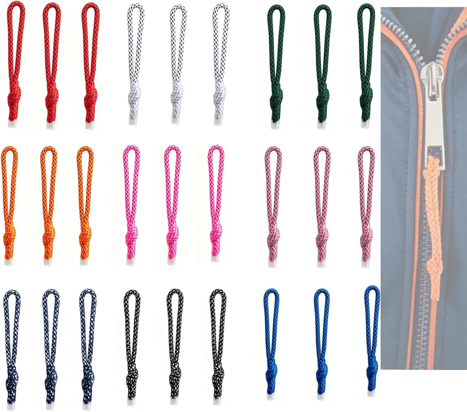 9 Colors Zipper Pull Replacement – Compatible with Nike Elite Backpack, Nylon Braided Cord Zipper Extenders, Universal Fit for Luggage Jackets Coats, Easy Install Design