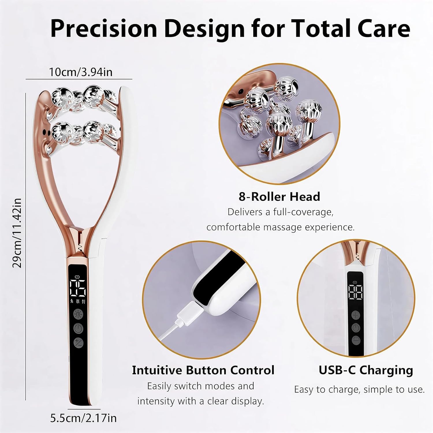 Wireless Facial Massager, 6 Modes & V-Shape Sculpting, 3D Roller Electric Facial Roller for Face and Neck, Portable Skin Tightening Tool for Home & Travel (1Pcs)