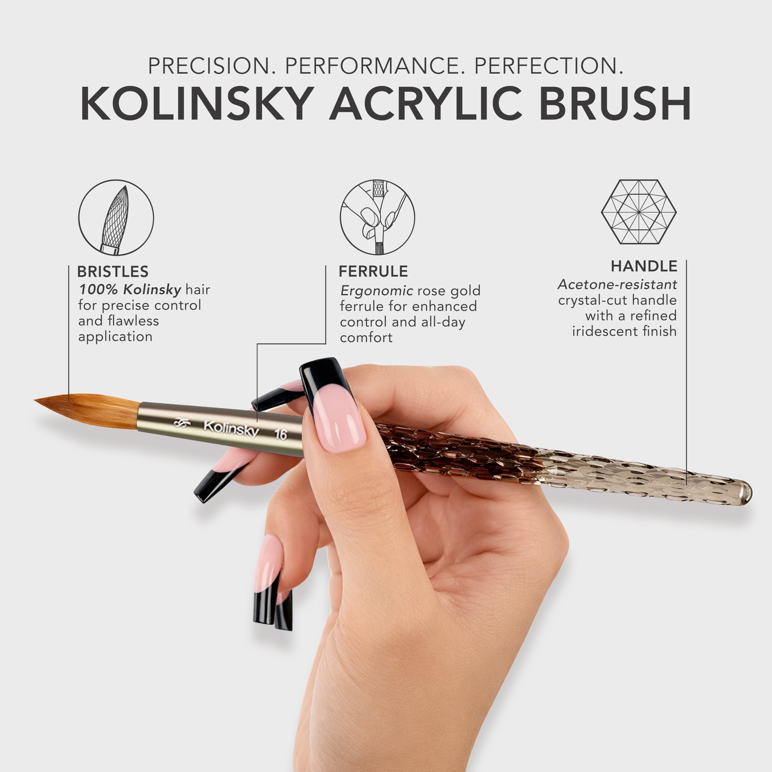 Kiara Sky Kolinsky Acrylic Nail Brush with Crystal Cut Handle