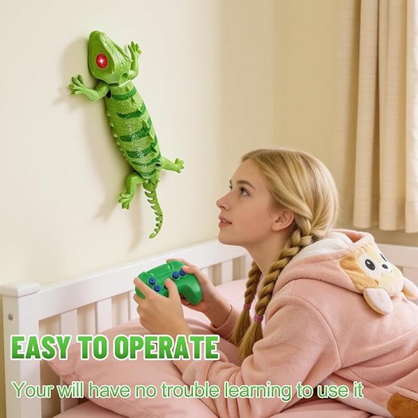 FANPROMS Wall Crawler Gecko, Rechargeable Remote Control Lizard with Glowing Eyes, RC Robot Crawls Along Walls and Ceilings for Halloween - 5