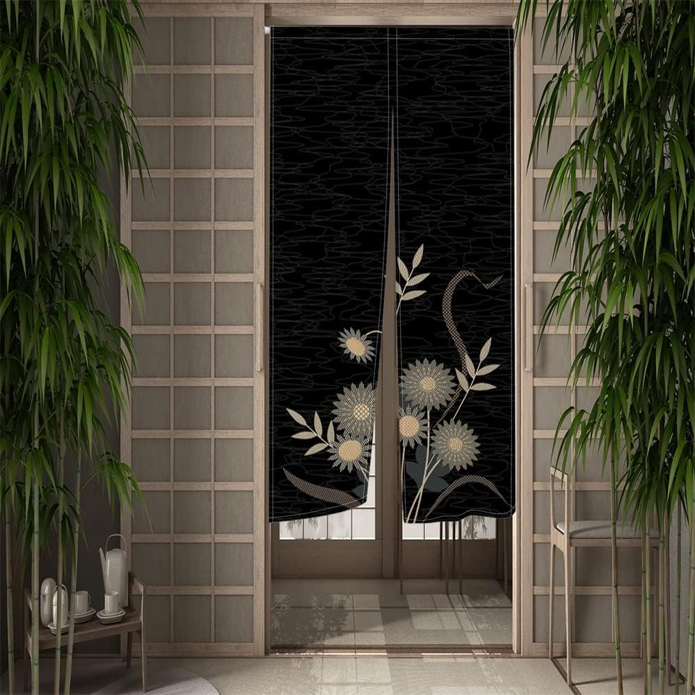 Miniatura 3 de Leowefowa Noren - Cortina de puerta de estilo japonés, para tratamiento de ventana, poliéster impreso con ondas de agua para privacidad, panel