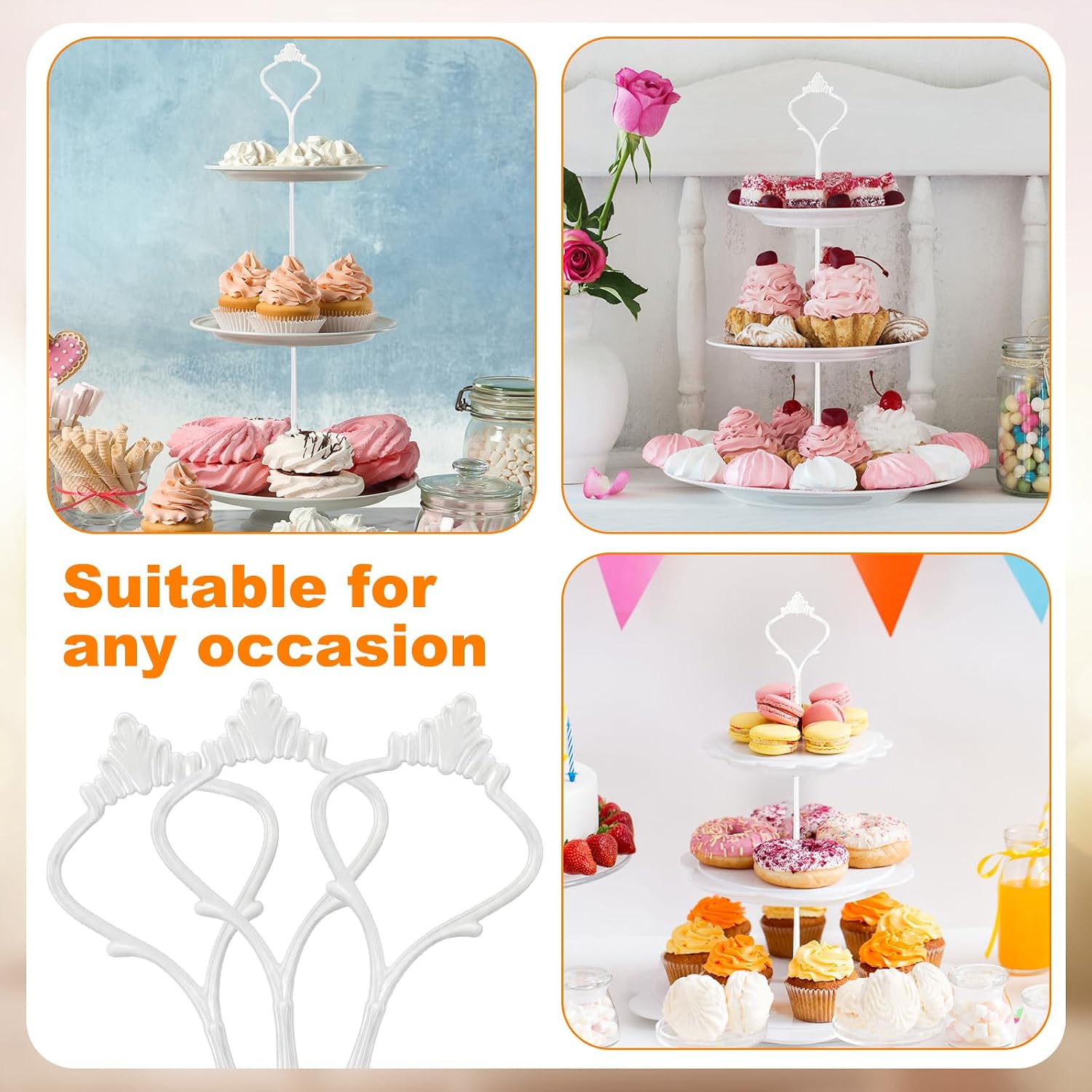 Patelai 6 Sets 3 Tiered Tray Hardware Kit,Simple,White