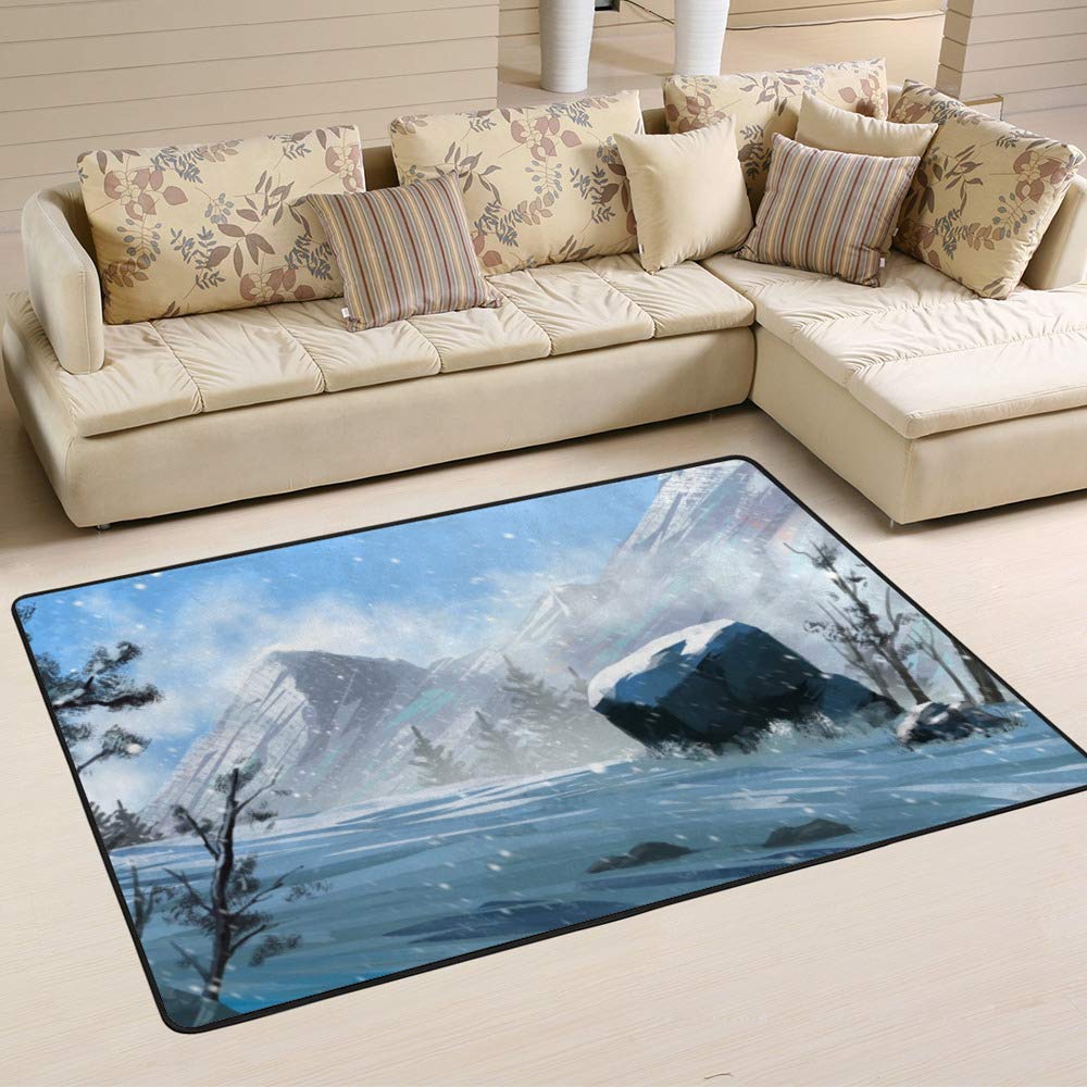 Tapis de neige Ruchen pour salon, l'ambiance chaleureuse d'un chalet de montagne chez vous