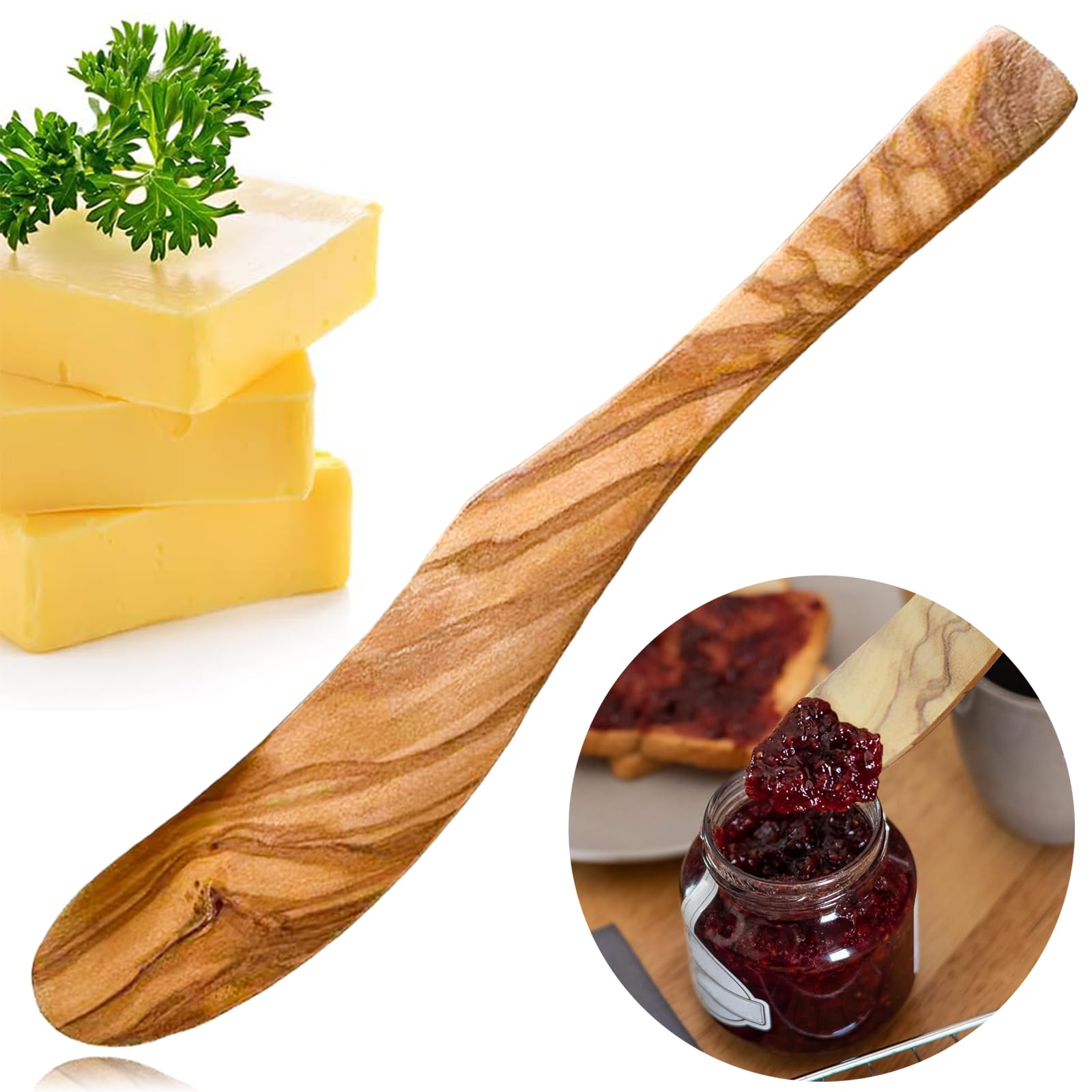 Handmade Olive Wood Butter Spreader Set -8