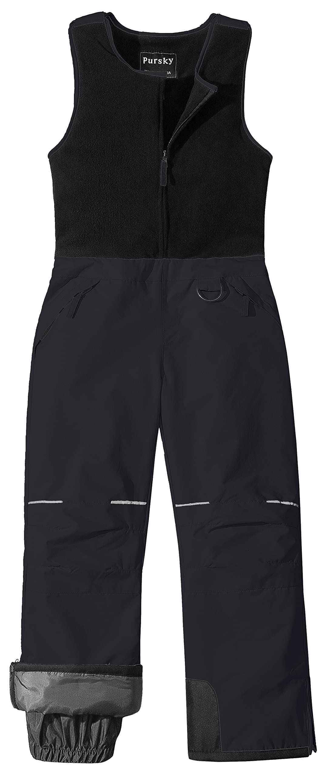 Pursky Kid's Snow Pants Girl's Winter Ski Bibs Insulated Waterproof Snowpants Fleece Snowboarding Overalls Snowbibs