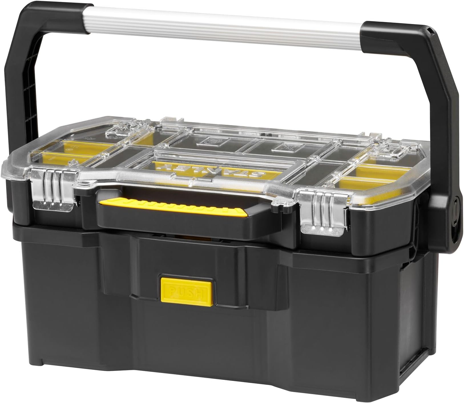 STANLEY Toolbox Tote Plus Storage Organiser, Heavy Duty Metal Latch, Removable Dividers, 19 inch, STST1-70317