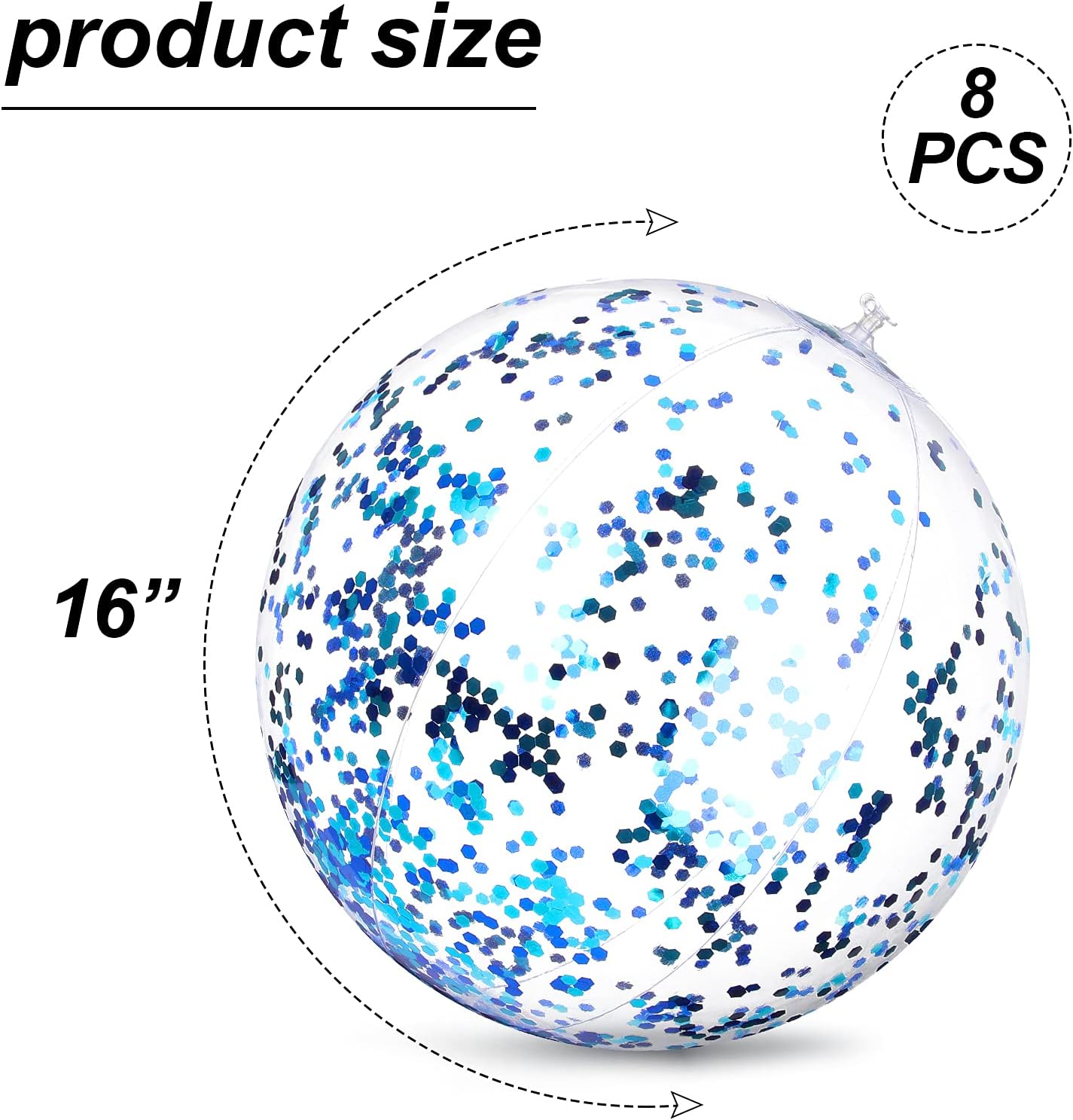 8 Pieces Inflatable Beach Balls Confetti Beach Balls 16 Inch Transparent Swimming Pool Party Ball for Summer Beach, Pool and Party Favor : Toys & Games