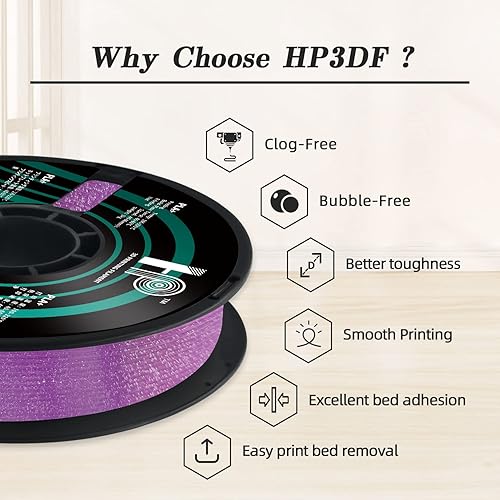 Miniatura 3 de Gitter - Filamento de ácido poliláctico (PLA) para impresora 3D HP3DF de 0.069 pulgadas (0.069 in), dureza mejorada, más ácido poliláctico 100%