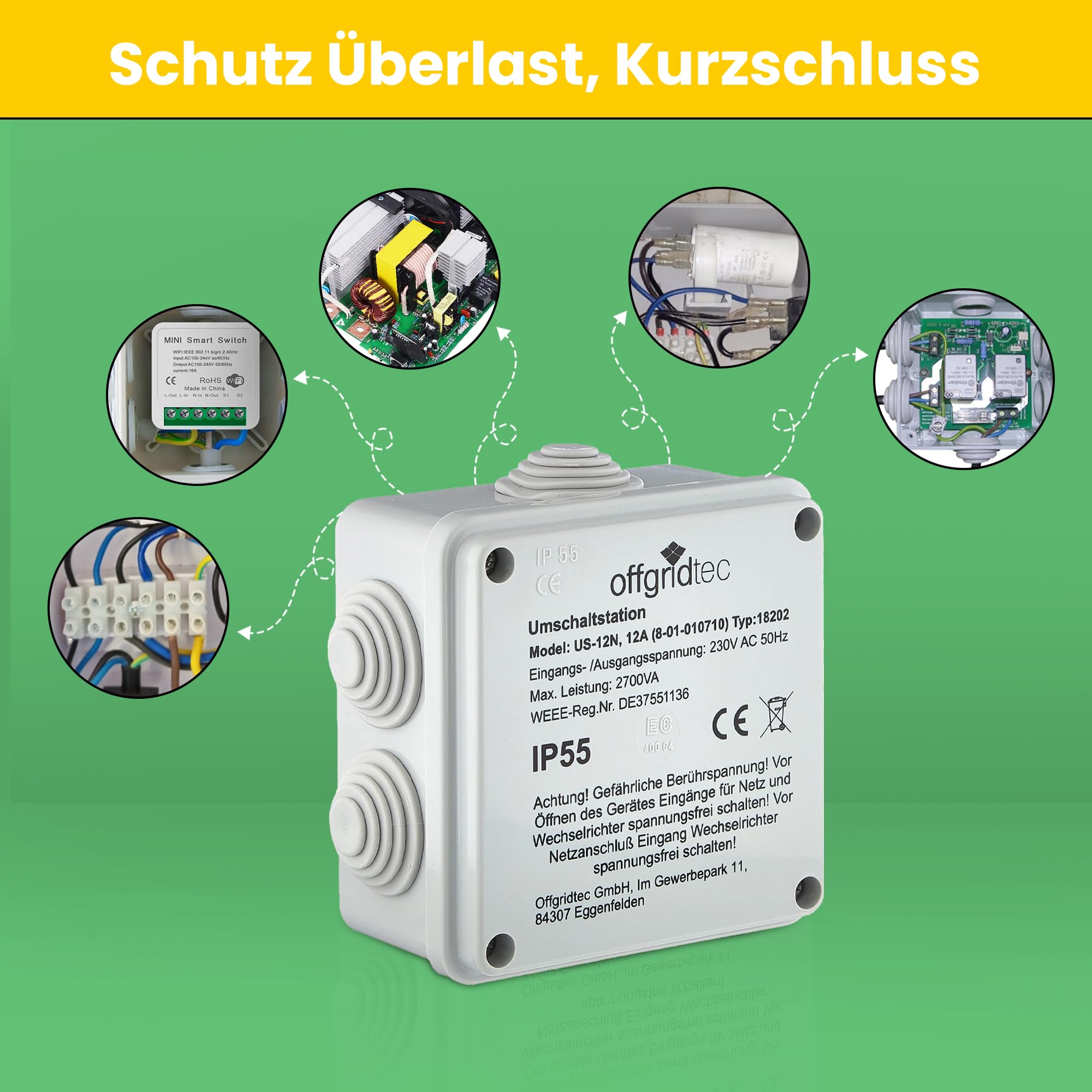 Offgridtec Umschaltstation für Netzvorrangschaltung USV Betrieb US230/12 12A 2700W 230VAC
