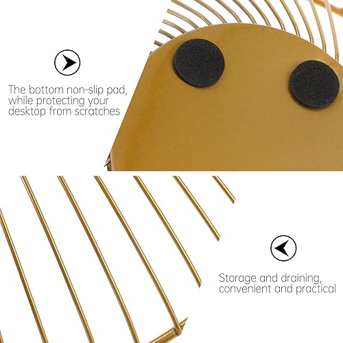 Miniatura 7 de Hemoton Cesta de fruta dorada de alambre de metal para verduras, soporte de frutas estilo nórdico, plato de servir irregular, cocina, lavado, cesta