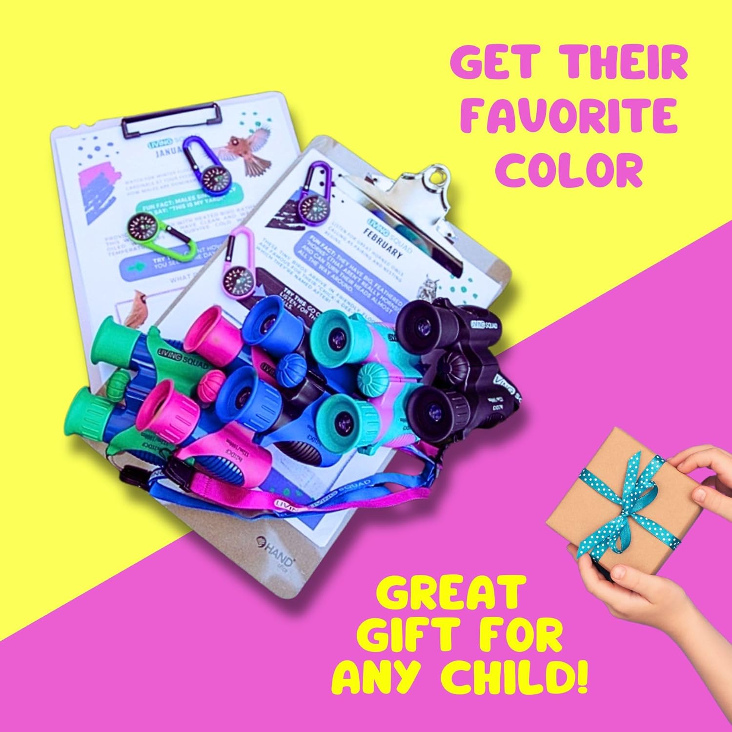 Kids Binoculars Pink 8x21 Shockproof Ages 3–12 with Case, Neck Strap, Compass & Carabiner | High Resolution Optics for Birdwatching, Hiking & Spy Play for Girls - Image 4