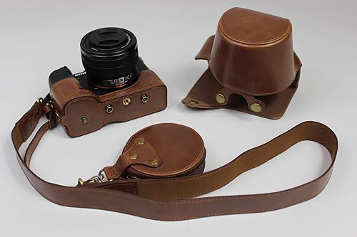 Vista 24 de Funda A7C, hecha a mano de piel sintética de cuerpo completo para cámara Sony Alpha A7C con apertura inferior de lente de 1.102-2.362 in versión +