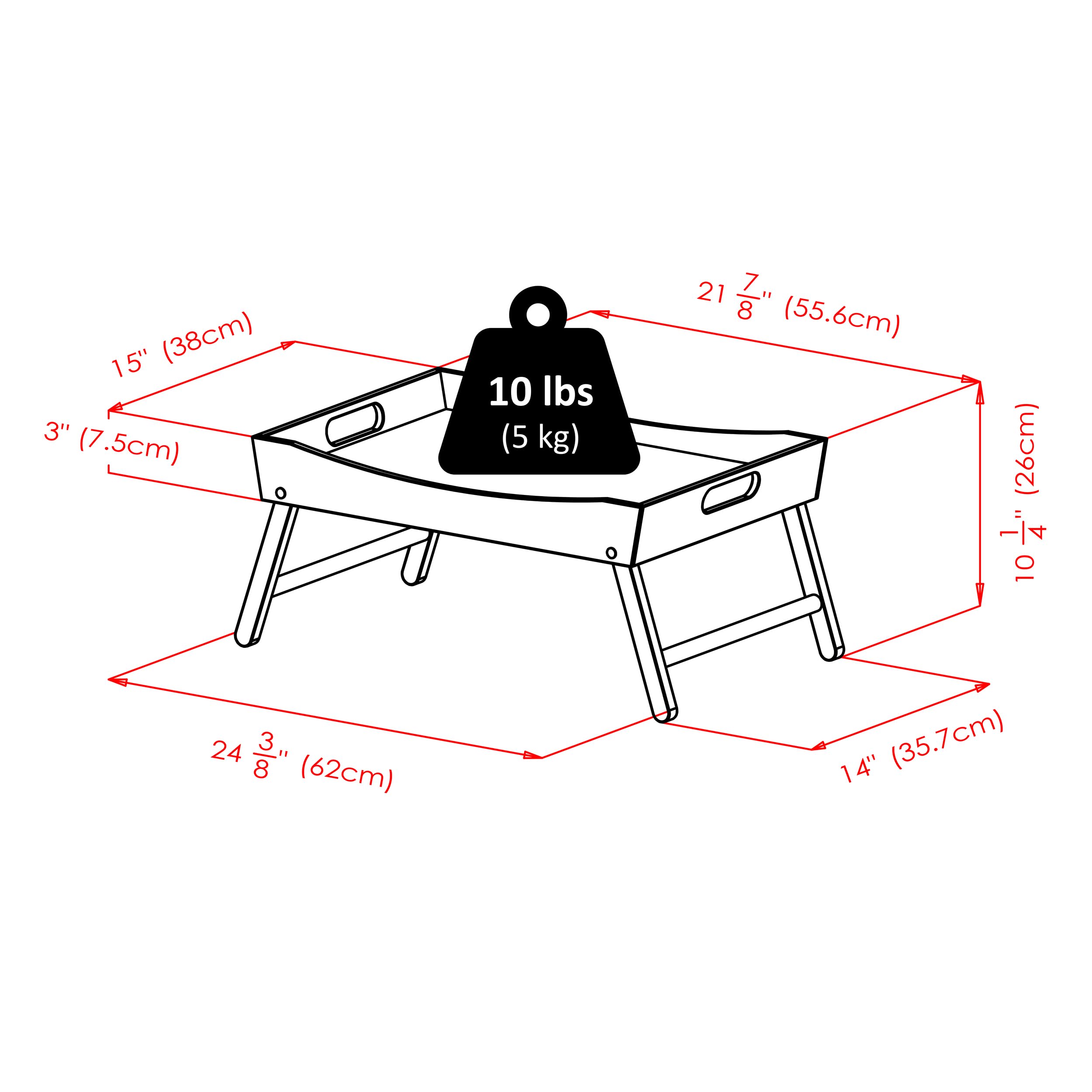 Winsome Benito Plateau de lit, Bois, Espresso, 24,41" W x 10,16" H x 14,96" D