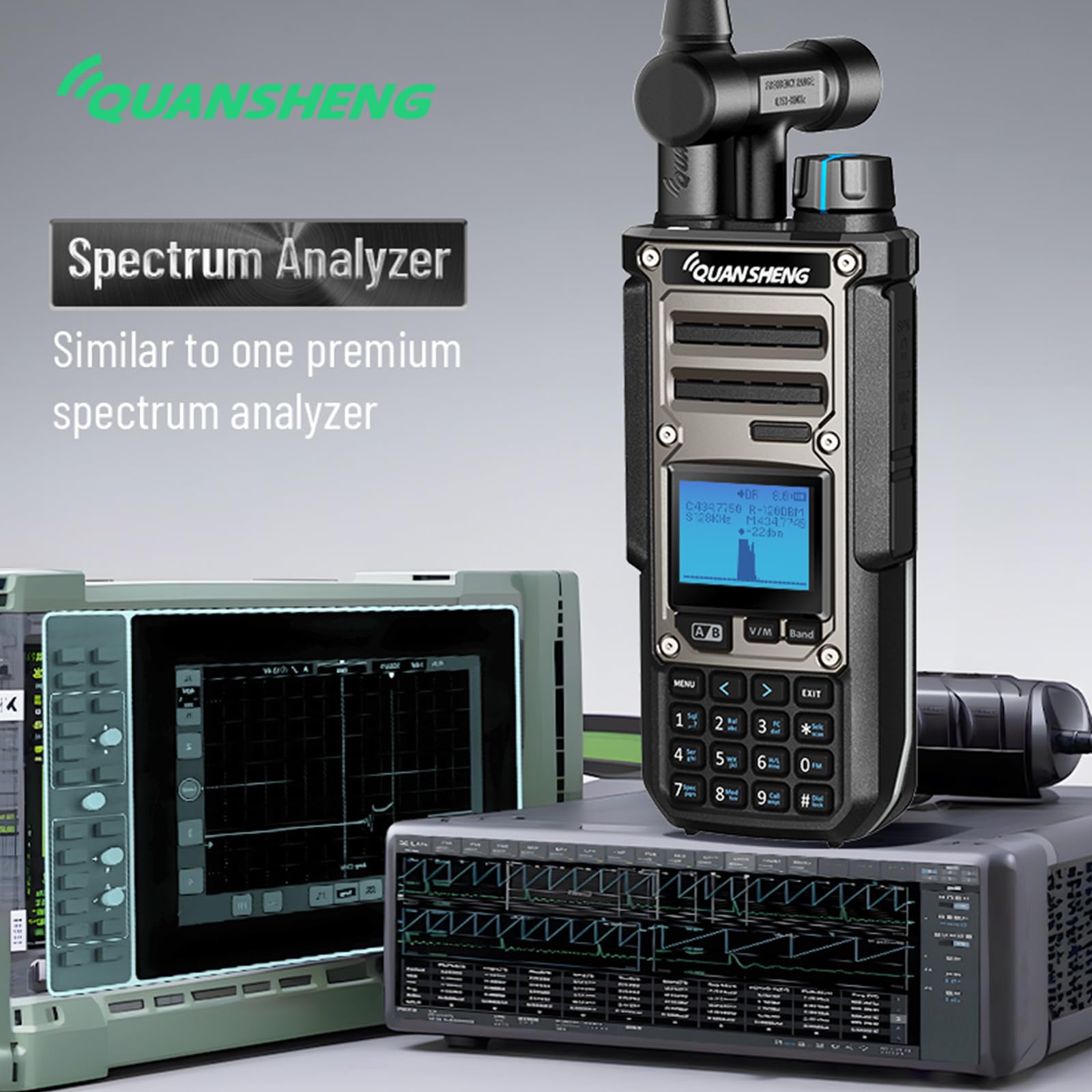 HYS Quansheng TK-11(8) Talkie-walkie VHF/UHF 10 W, port de charge de type C et batterie 3000 mAh, numéro de canal 999, analyseur de spectre, radio bidirectionnelle professionnelle