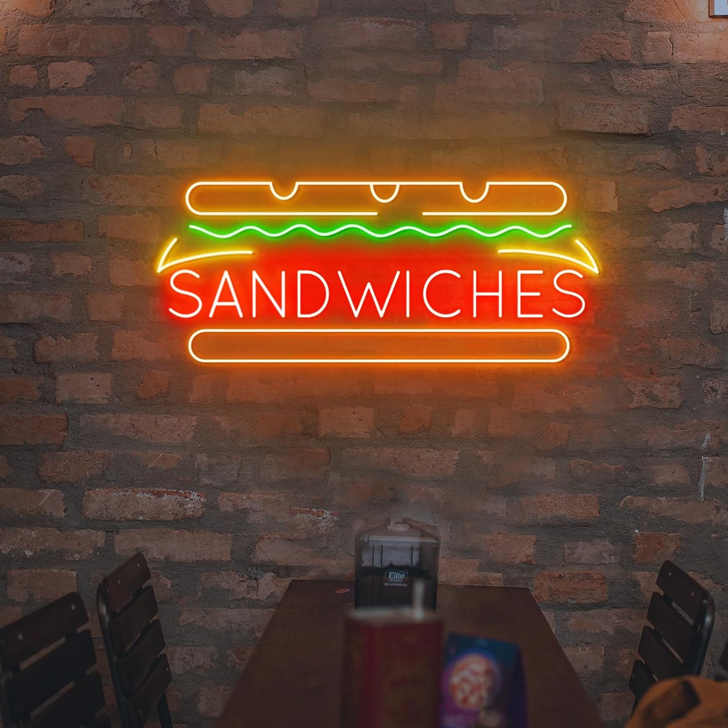 Sandwiches Neon Sign 22 inches Led Sandwiches Light Up Signs Custom Neon Sign Wall Decor for Restaurant Home Bar Party