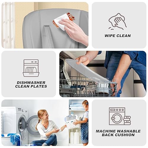 Miniatura 8 de Sillas altas para bebés y niños pequeños, silla alta plegable ajustable con asiento reclinable y reposapiernas, columpios convertibles 3 en 1 con