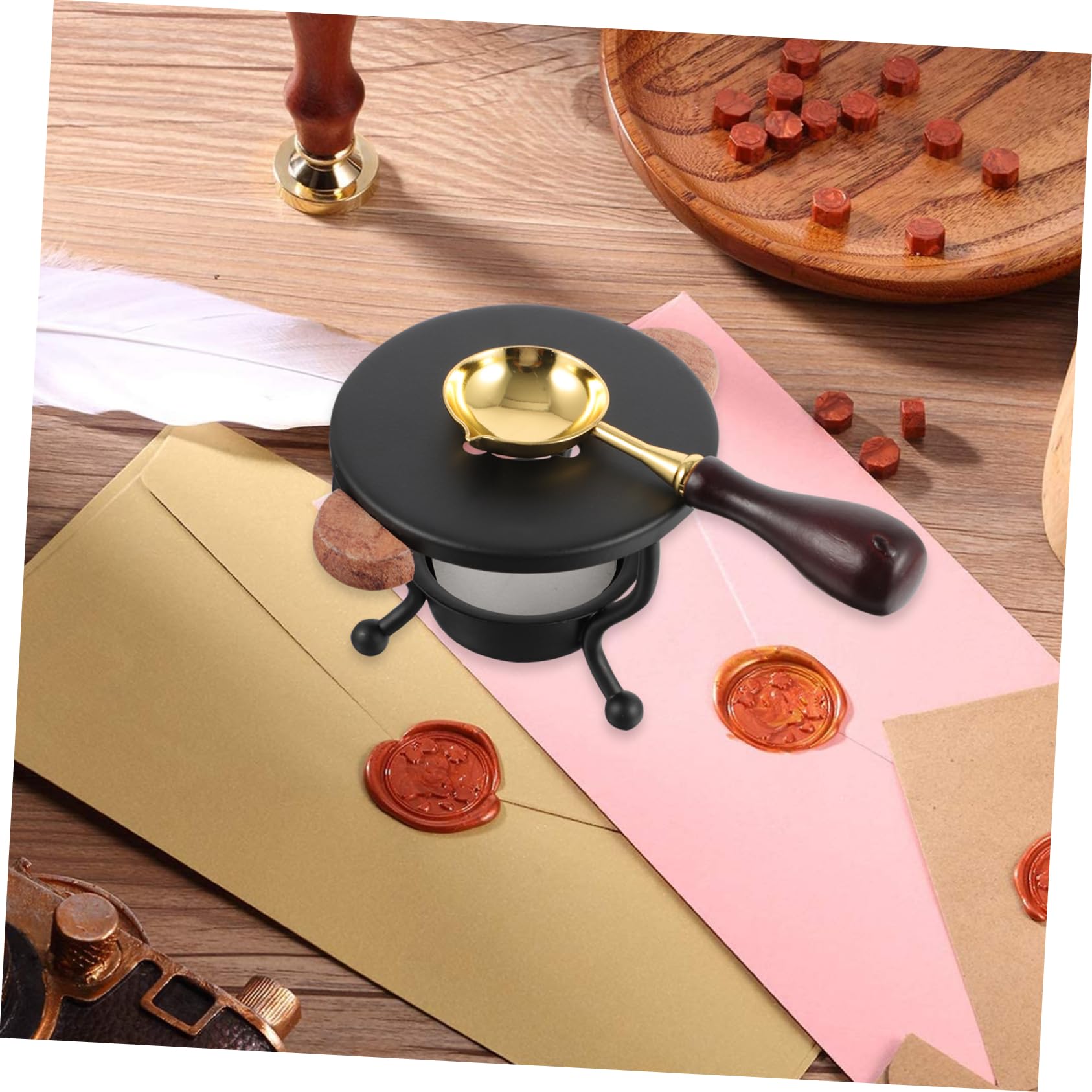 2 Set Di Kit Per Sigillare La Cera Cucchiaio E Perline Set Di Timbri Forno Di Fusione Per Sigillare Il Timbro 12 Pezzi*2