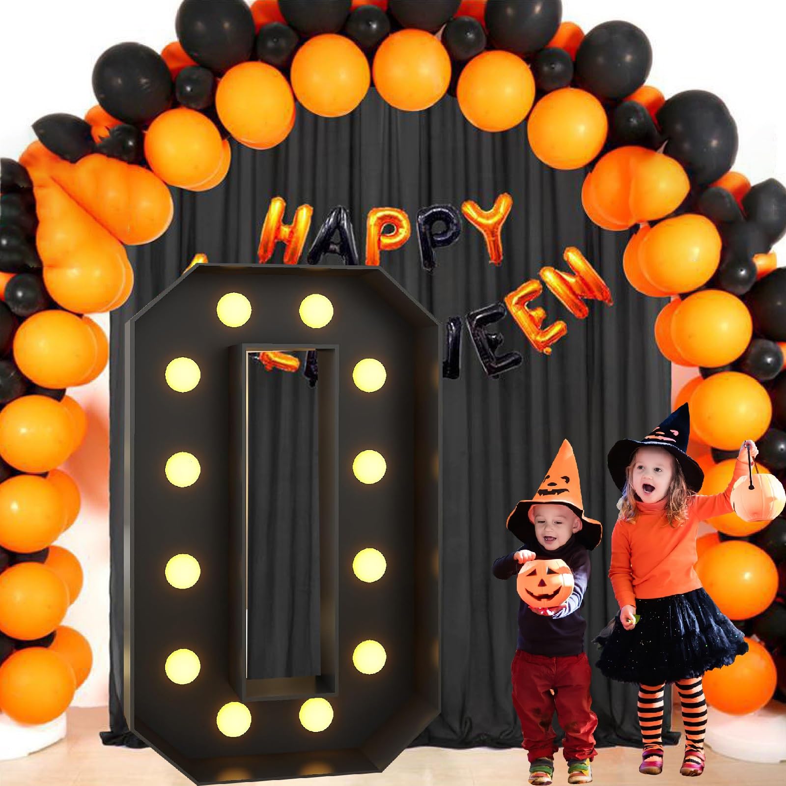 Letras iluminadas de marquesina, grandes números LED brillantes, luz nocturna, letras de mosaico negro, luces de 1,2 m, for aniversario, fiesta, cumpleaños, boda, decoración DIY(Number 0,4FT)