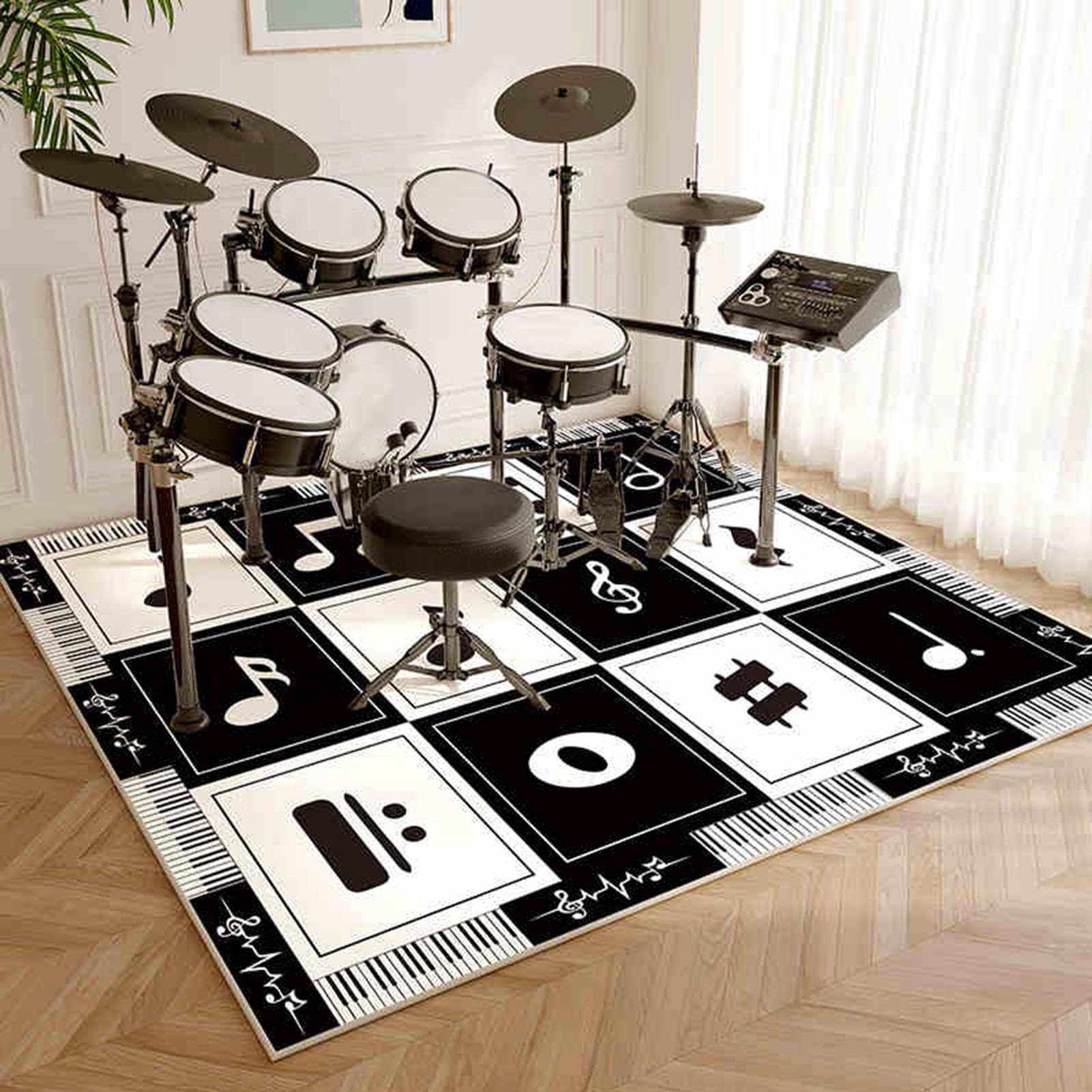 Drum Rug Mat Soundproof Carpet Drumming Drum Rug Drum Carpet for Drummers Outdoor Electronic Drum Set Practice Music Rug Floor Protection Professional Drum Rugs Instrument Floor Mat 110 x 80 cm