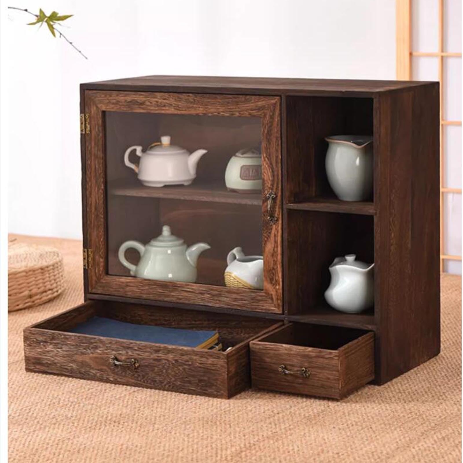 Organizador Escritorio Caja De Almacenamiento De Madera Maciza For Escritorio, Caja De Almacenamiento For Cosméticos, Juego De Té, Armario De Sobremesa, Estantería Pequeña, Escritorio De Estudio