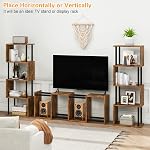 IBUYKE 5-Tier Bibliothèque géométrique en forme de S, étagères en bois avec rangement, étuve industrielle pour chambre à coucher, bureau à la maison, Rustic Brown WBC015H | Étagères d'affichage en bois avec rangement industriel de rangement décoratif