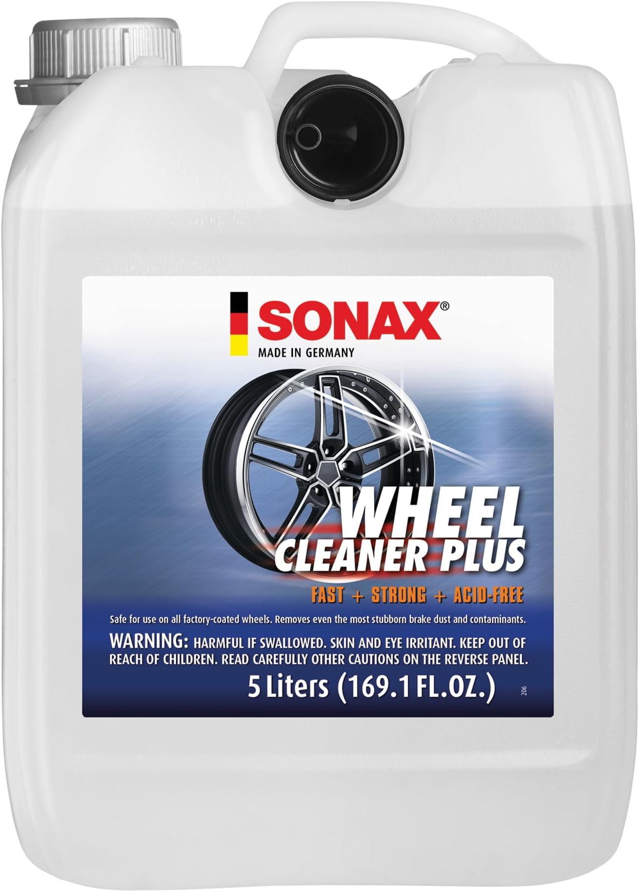 Wheel Cleaner Plus 5L 230505 | Non-Acid Color Changing Formula for Effortless Removal of Brake Dust Grime and Dirt | Safe for All Wheels | Professional Strength Cleaner | 5L (169oz)