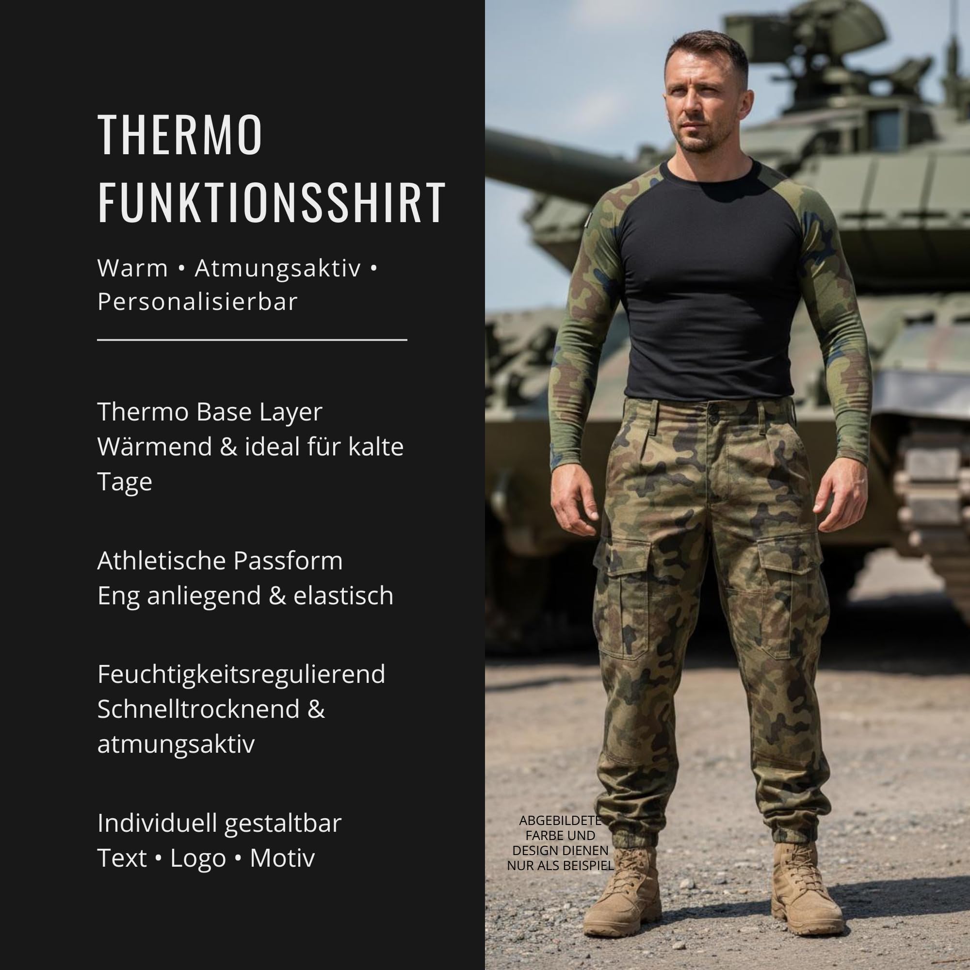 Thermo Funktionsshirt Herren Langarm – Kompressionsshirt Bundeswehr Camo