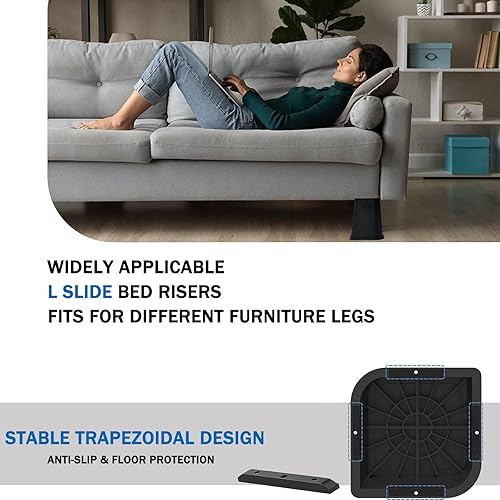 Miniatura 6 de ANNKUT Elevadores de cama de 8 pulgadas resistentes, elevadores de muebles para cama, escritorio, mesa, sofá, sofá que se eleva a 2, 3, 4, 6 y 8