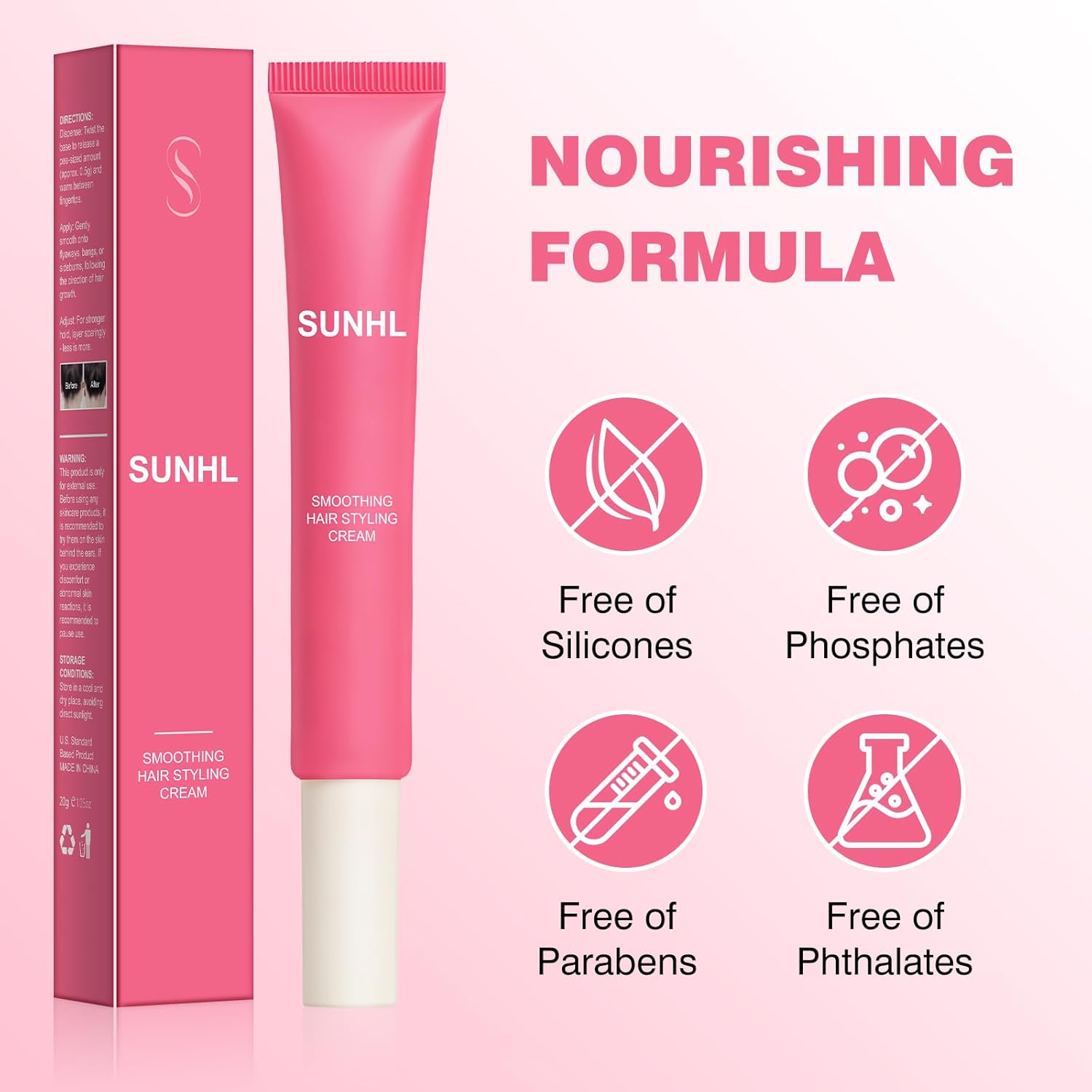 Sunnyholiday Styling Cream for Hair, Taming Wand 3-in-1 Formula Controls Flyaways, Smooths Frizz & Styles Edges Lightweight Hold, No Flaking, Slick Back Hair Products for All Hair Types (0.6 oz.). - Image 3