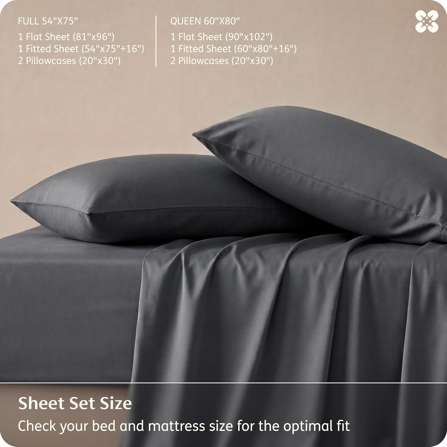 Bedsure Queen Sheet Set, Rayon Derived from Bamboo, Cooling Sheets, PureWoven, Breathable & Soft, Deep Pocket Up to 16 Inches, Hotel Luxury Silky Bedding for Hot Sleepers, Grey