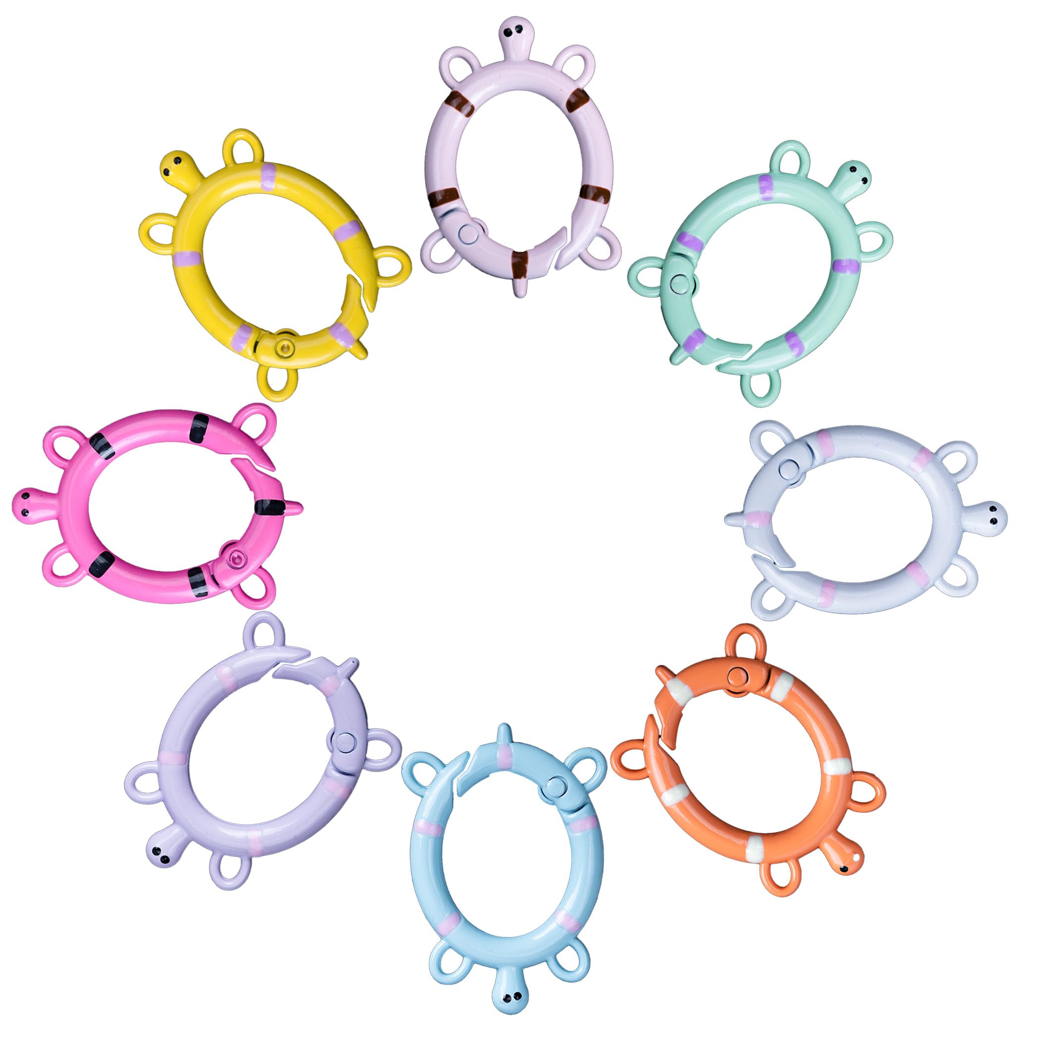 WTYONZEL 8Pcs Turtle Shaped Keychain Clips,Multicolor Carabiner Keychain Clips Aluminum Ring Clips for Keychains, Water Bottle, Bags Hiking Traveling