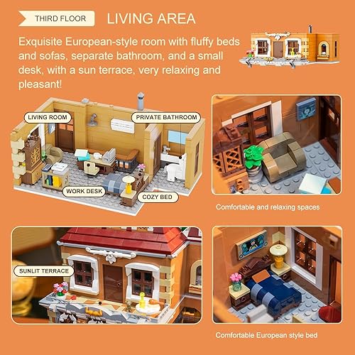 Miniatura 5 de PANTASY - Juego de construcción modular de panadería europea, kit de construcción para adultos y adolescentes, colección de monumentos famosos,