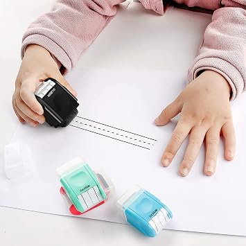 Miseyo Dashed Handwriting Lines Practice Roller Stamp,Self-Inking Line Rolling Stamps for Kids Writing - Black