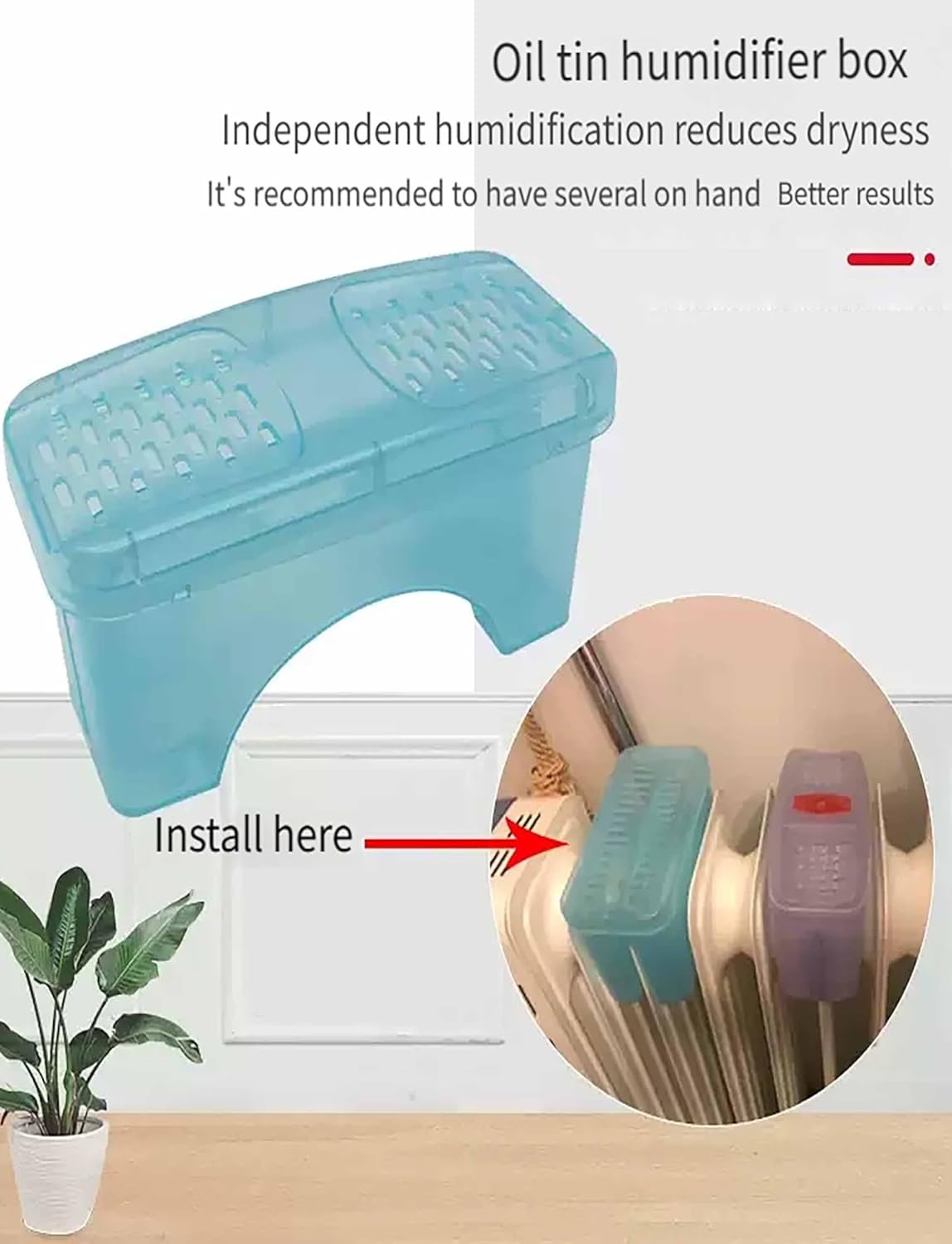 Radiator Humidifier Box for Oil Filled Heater, Heat Resistant PP Plastic, Large Capacity Water Storage, Relieves Dry Air(2PCS)