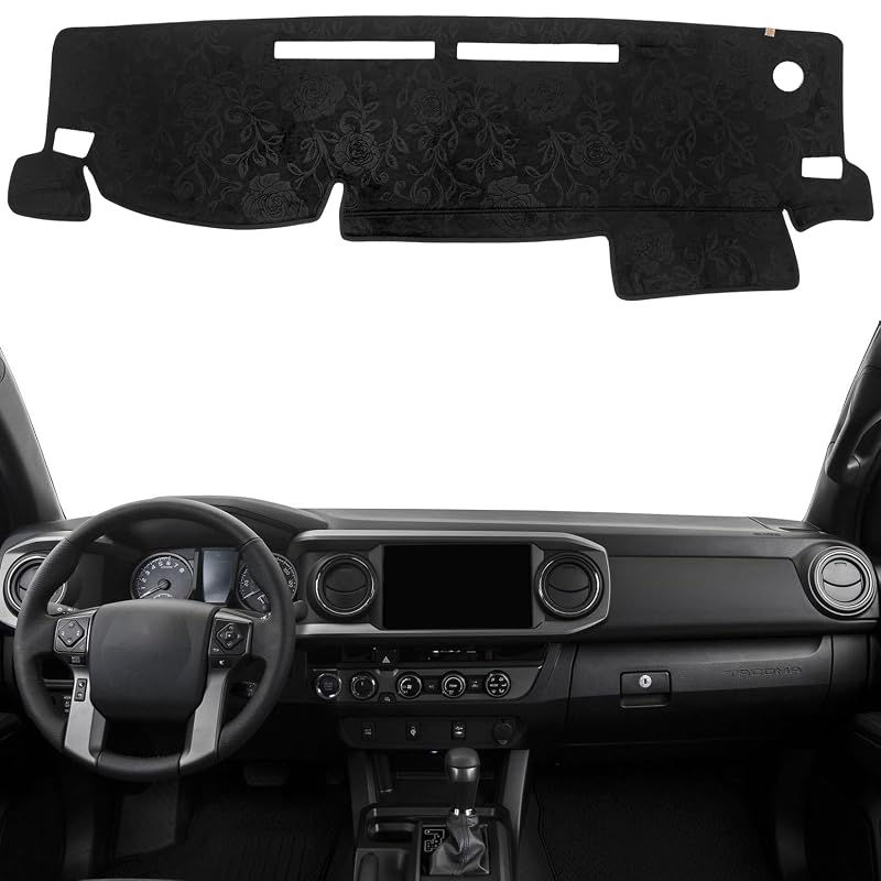 Capa para Painel KEYOOG para Toyota Tacoma 2016 a 2023 sem HUD, tapete antirreflexo em flanela preta com relevo
