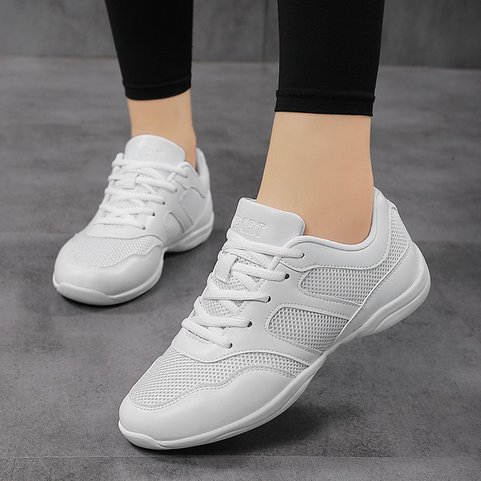 SECHRITE Cheerleading Cheer - Scarpe da ginnastica da donna e ragazza, colore: bianco, jazz