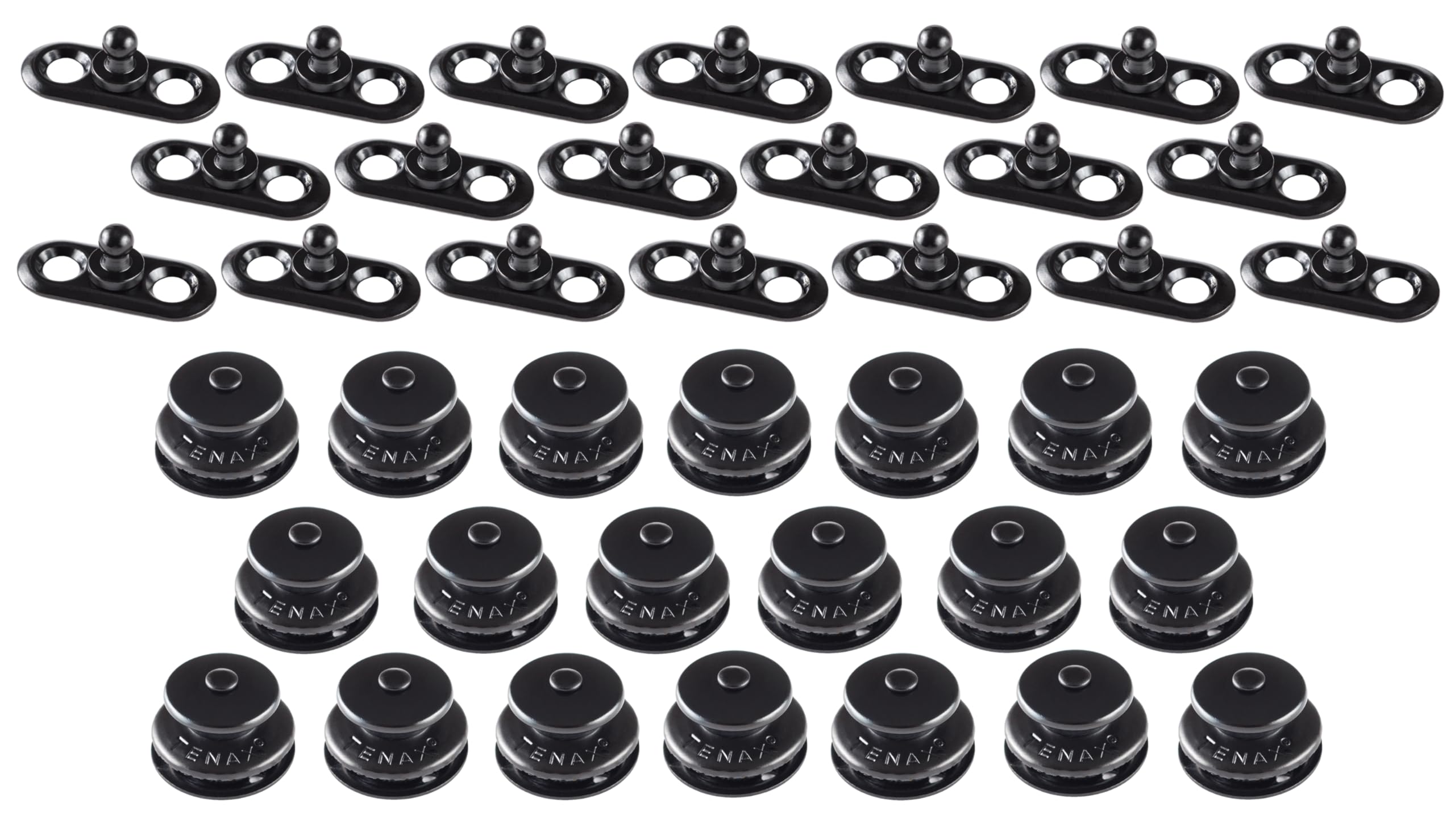 Tenax Bottoni Nero 20 Top + 20 Base Piastre Forate