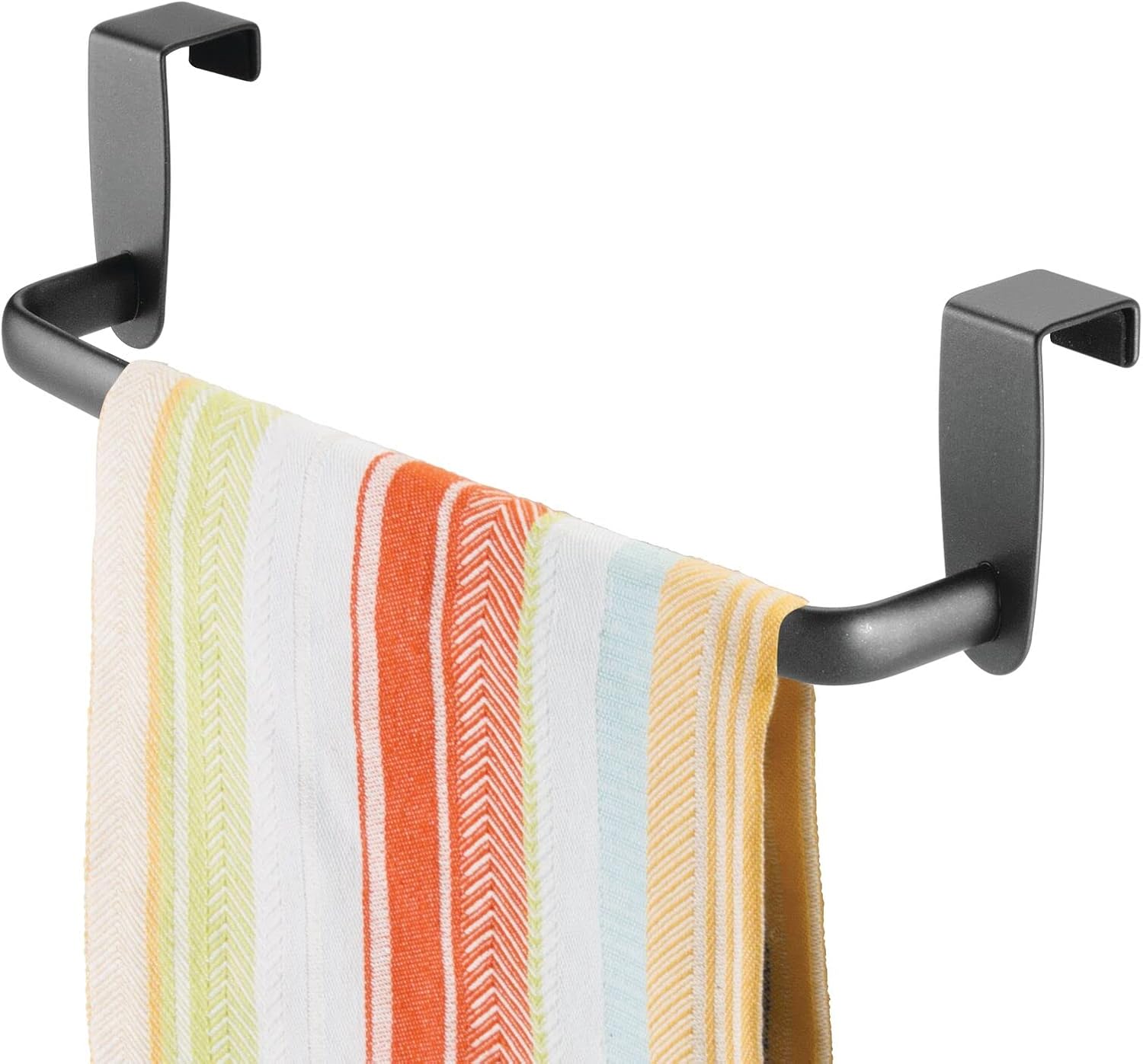 mDesign Tea Towel Holder Over Door Towel Rail for Cupboards and