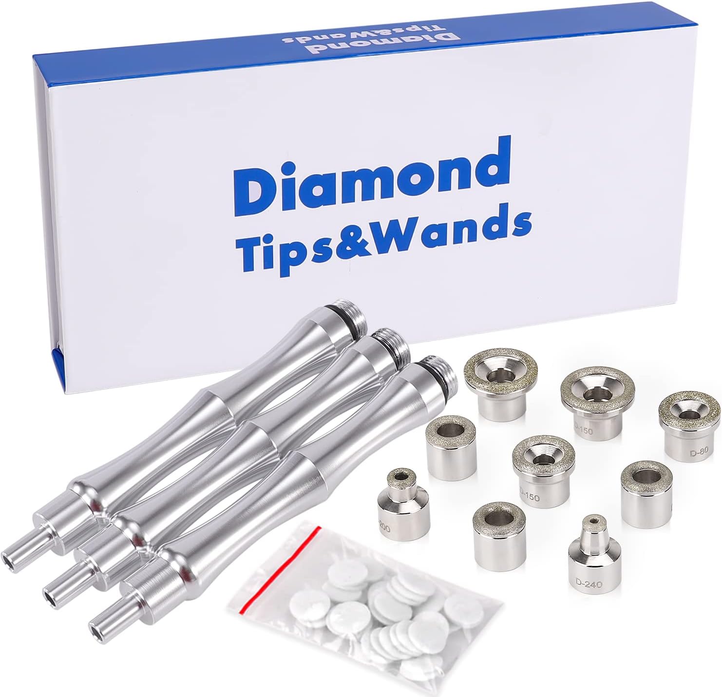Yofuly Dermabrasion Replacement Tips, 9 PCS Diamond Microderm Microdermabrasion Replacement Tips with 3 Wands